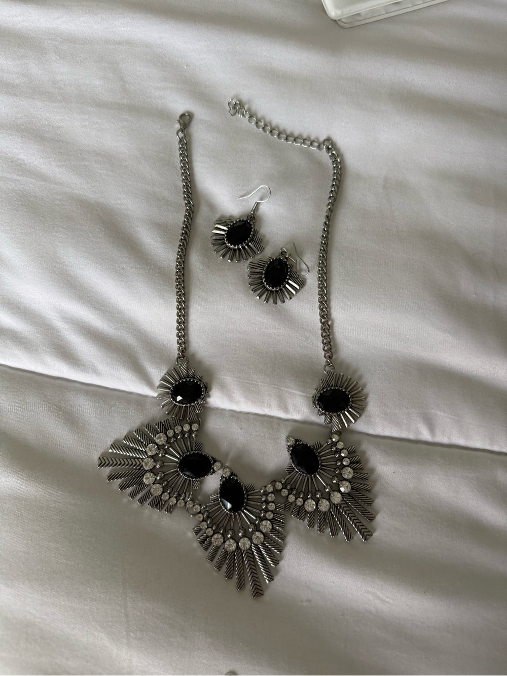 Paparazzi Black and Silver Fanburst Statement Necklace & Earrings